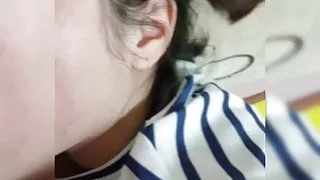 Chinese woman in her 40s gives a blowjob