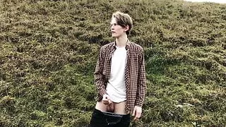 Horny BOY with HUGE DICK(23cm) Jerking OFF OUTDOOR