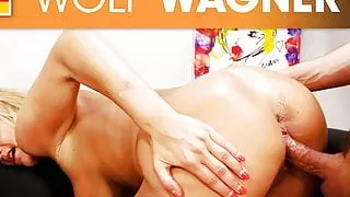 MILF Leni – body lotion test turns into sex! Wolfwagner.com