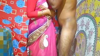 She wears a new red sari and has sex with Bhabi Deor