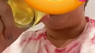 Horny Granny Drinks Her Own Piss