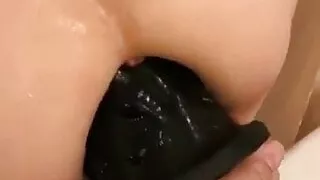 Japanese Girl Fucks Extremely Big Dildo