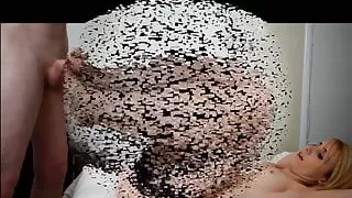 blond bunny gives fishnet footjob