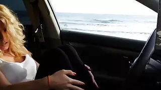 Hot wife orgasms by the sea