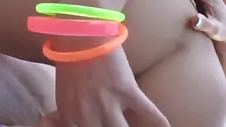 besties fuck a stranger by the pool while eating pussy colle