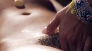 Big tits lesbian Latina fingers and licks bff’s hairy pussy