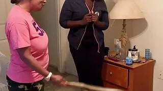 ebony girl gets spanked laying on the bed