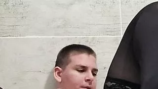 Fat boy plays with ass and cums doggie