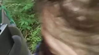 Sandra sucks me at the edge of a wood