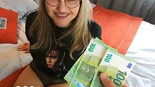 girl fucked in mouth for cash, while her boyfriend  was not in hotel