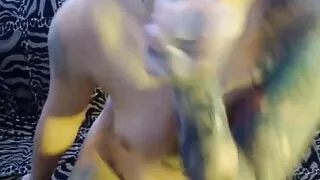 Canadian tattooed Cath la Chatte adores to choke herself