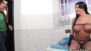 Pantyhose latina sheshaft fucks good