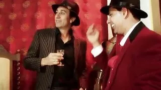 Busty babes in fourway get covered in wax