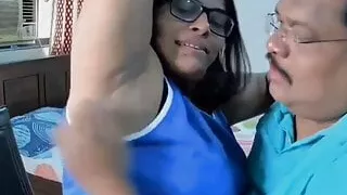 Indian Hubby Licks BBW Wife's Armpit on Webcam.