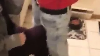 White Girl Giving Blowjob a Random Black Guy In The Bathroom