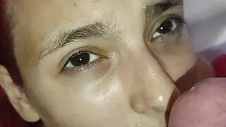 Deepthroating my teen cousin and I cum in her little mouth