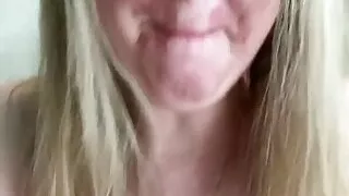 Dirty pig removes clothes pins from herself