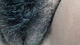 hairy Mexican shows pussy up close
