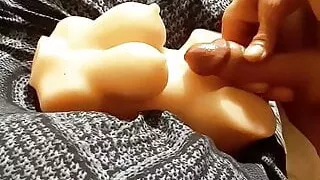 Nakedpuller cums on sex dolls tits