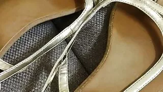 Smelling worn flat shoes of an asian milf