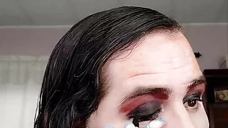 Sissy Brie doing her make-up