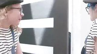 POV couple bffs sexy s team up to suck a huge cock lesbian c