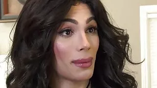 Small tits tgirl Ariel Demure facefucks and barebacks a guy