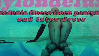 calzedonia flocco flock and latex mini dress