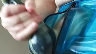 Cumming with layered LATEX cock sheath and pants