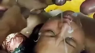 Mom having facial with son’s friends