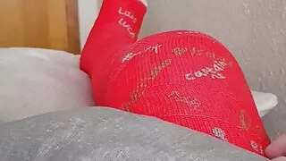 Showing my red long leg cast