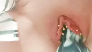 Home Selfie Video Dildo and Pierced Pussy Masturbation – MILF