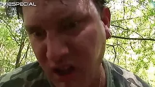 Pink haired Bianca peeing outdoors