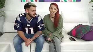 Busty redhead and her boyfriend make an amazing porn debut