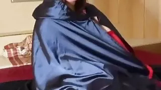 satin fetish handjob