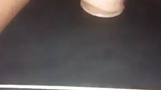 Selfie with a floor mounted dildo