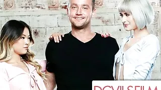 Lesbians Lulu Chu And Jessie Saint Are Down To Fuck A Guy