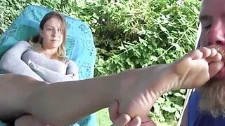 Hot princess makes slave worship her feet (2)