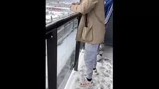 A friend discreetly gave a suck on a shared balcony