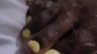 Dropped A Cum Load On Ebony Yellow Toes!