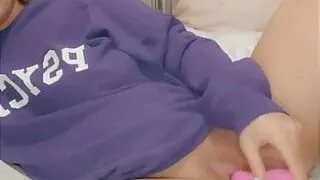 Sexy blonde chick masturbating with toy