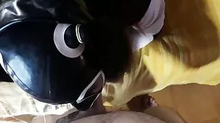 Rough blowjob and deepthroat in black sexy outfit – POV
