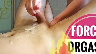 Cruel edging session with prostate massager in his ass