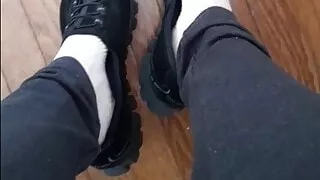 Slipping my foot out of my shoe