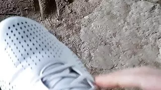 Hot teen feet walk without socks in summer