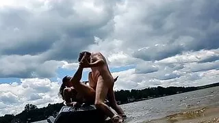 Risky 4th of July public fuck on the jet ski