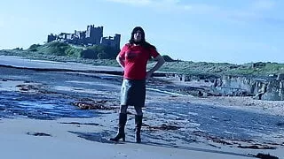 Spiaggia, Britanniche, Lingerie, All'aperto, In Pubblico, Calze