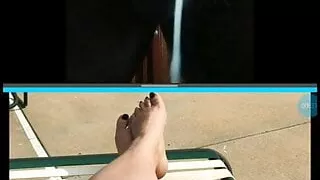 Draining my cock on latina feet