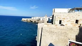 Risky Handjob at an Italian Viewpoint and spitting Cum on Street