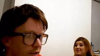 Yorkshire geek gets sucked by euro brunette